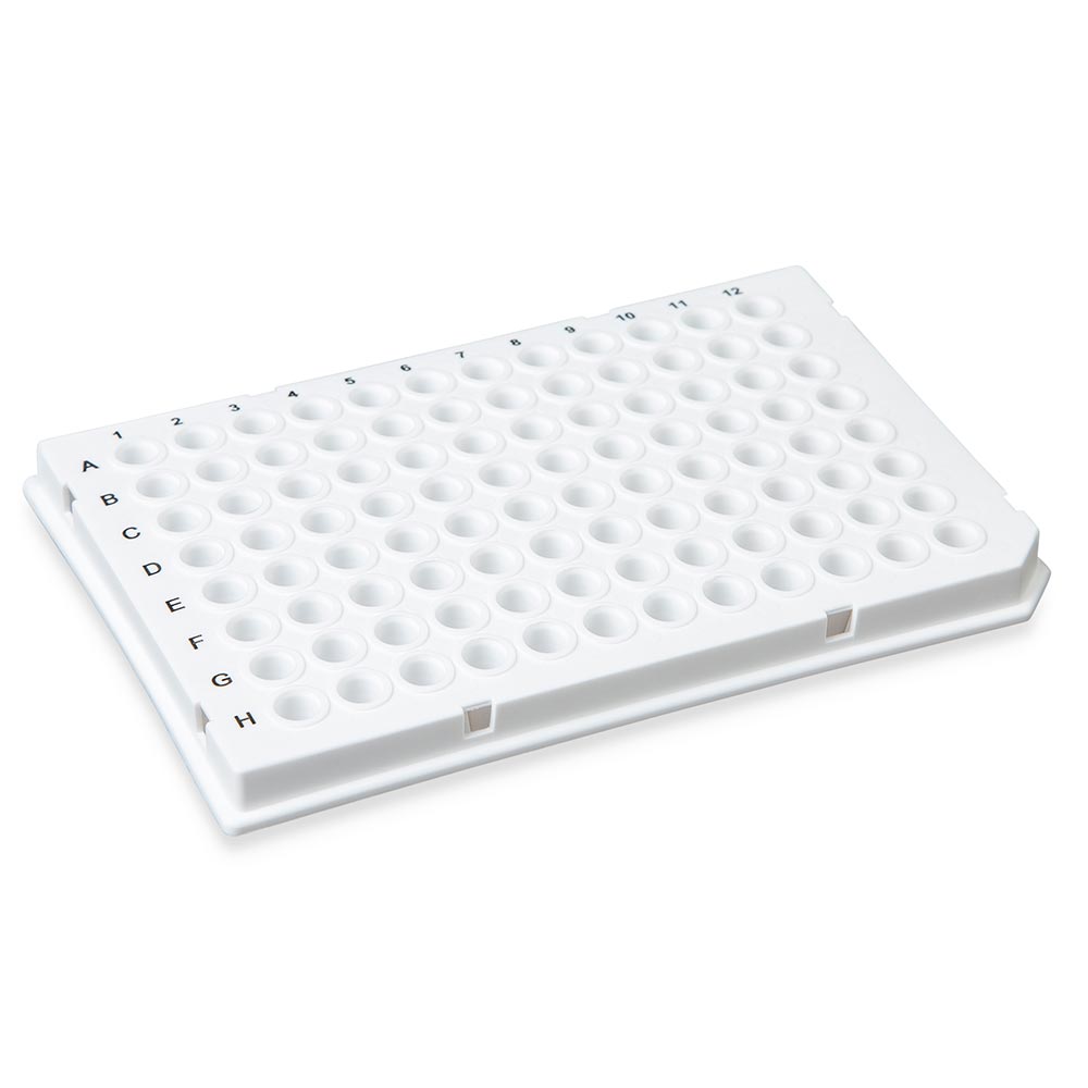 Globe Scientific 0.1mL 96-Well PCR Plate, Low Profile, Half Skirt (Light Cycler-style) White 